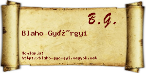 Blaho Györgyi névjegykártya